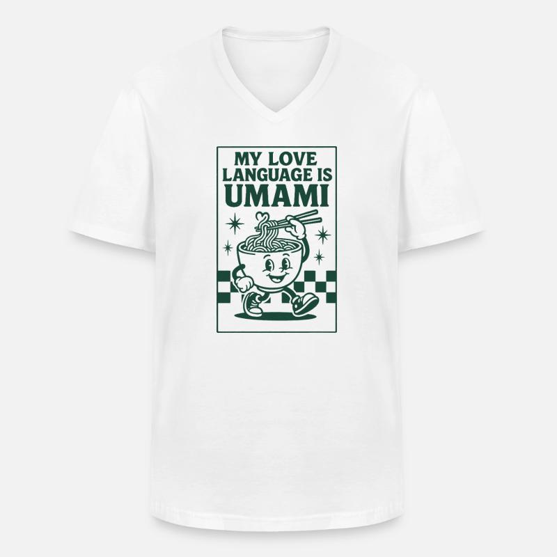 Umami, c’est l’amour | Nouilles ramen - T-shirt col V Homme - blanc