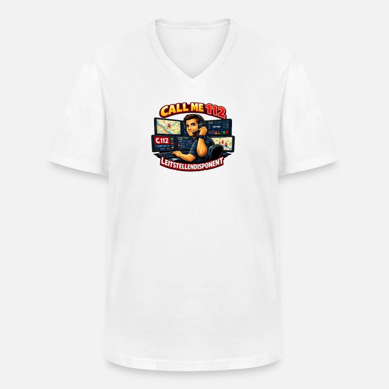 Call Me 112 Leitstellendisponent - Männer-T-Shirt mit V-Ausschnitt - Weiß