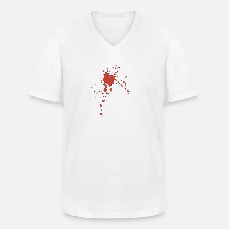 Blut Spritzer Klecks Flecken - Männer-T-Shirt mit V-Ausschnitt - Weiß