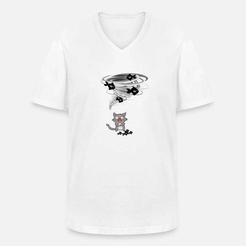Tornado nimmt Katzenfische - Männer-T-Shirt mit V-Ausschnitt - Weiß