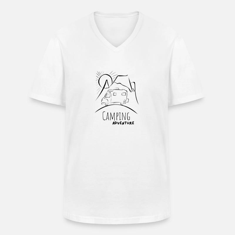 Camping - Männer-T-Shirt mit V-Ausschnitt - Weiß
