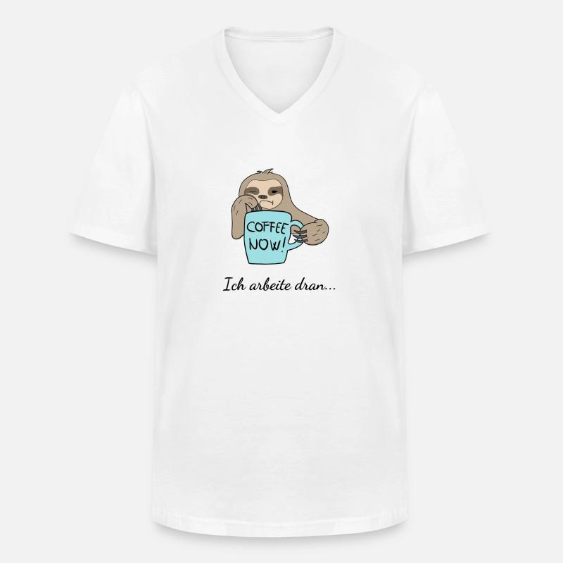 Faultier - Ich arbeite dran... - Männer-T-Shirt mit V-Ausschnitt - Weiß