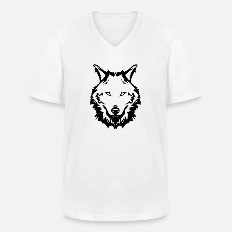wolf - Männer-T-Shirt mit V-Ausschnitt - Weiß