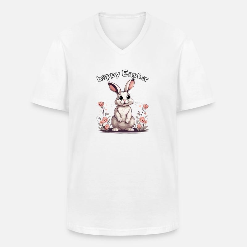 happy Easter rabbit - Männer-T-Shirt mit V-Ausschnitt - Weiß