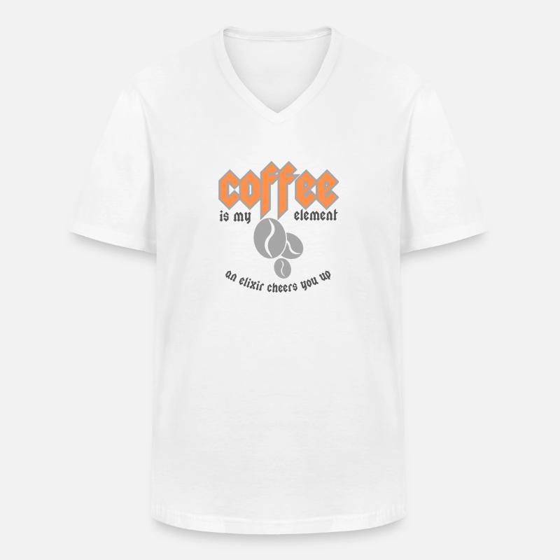 Coffee is my element - Männer-T-Shirt mit V-Ausschnitt - Weiß