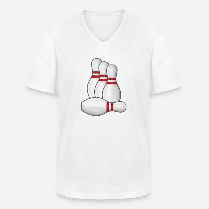 Bowling Strike Bowlingteam Pins - Männer-T-Shirt mit V-Ausschnitt - Weiß