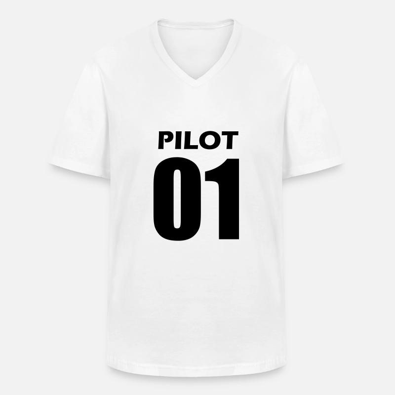 Pilot Partnerlook Geschenk - Männer-T-Shirt mit V-Ausschnitt - Weiß