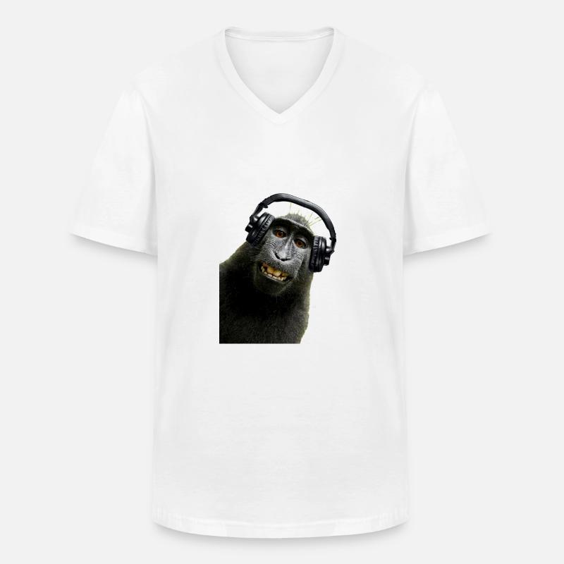 Hemd Monkey Music von Custom - Männer-T-Shirt mit V-Ausschnitt - Weiß