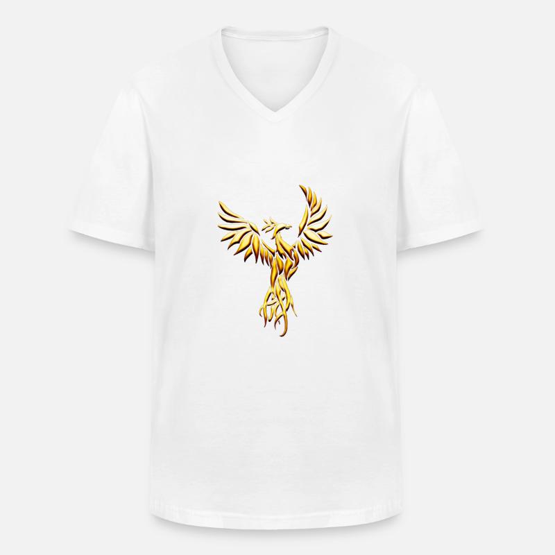goldphoenix - Männer-T-Shirt mit V-Ausschnitt - Weiß