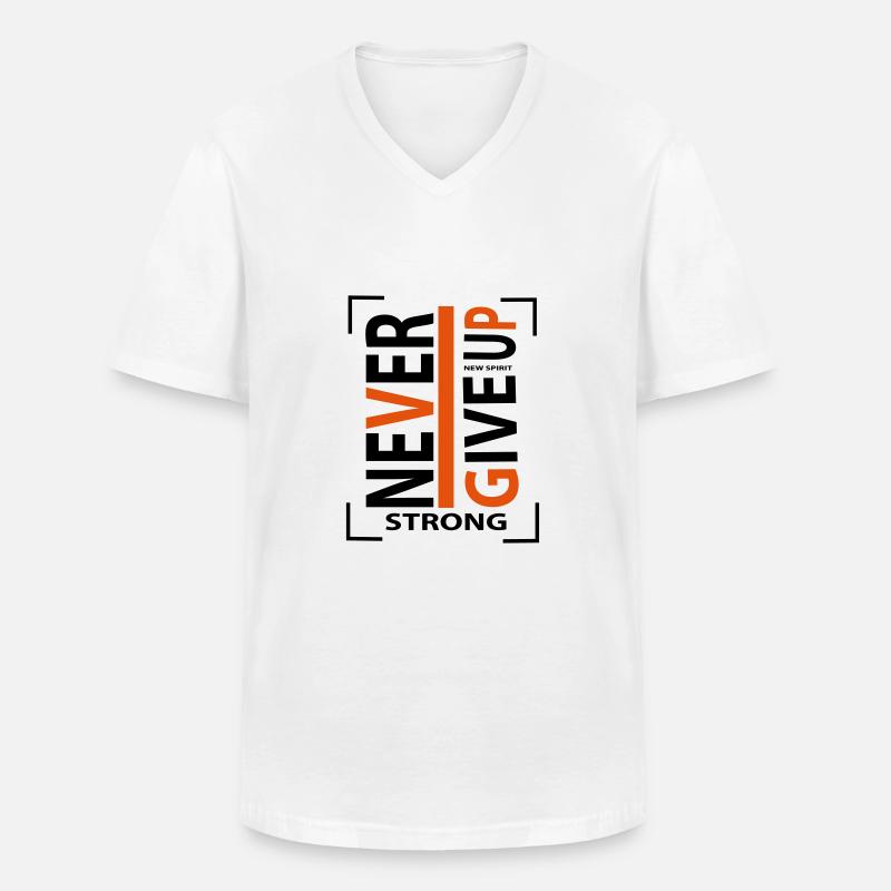 never give up - Männer-T-Shirt mit V-Ausschnitt - Weiß