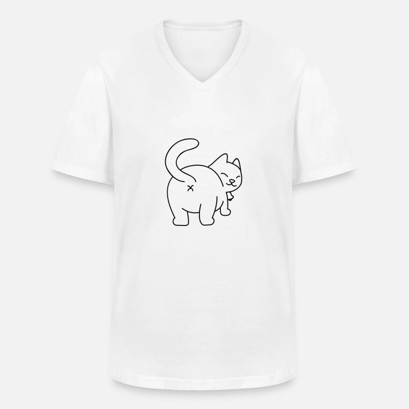Katze Mieze Kätzchen Schmusekatze Geschenkidee - Männer-T-Shirt mit V-Ausschnitt - Weiß
