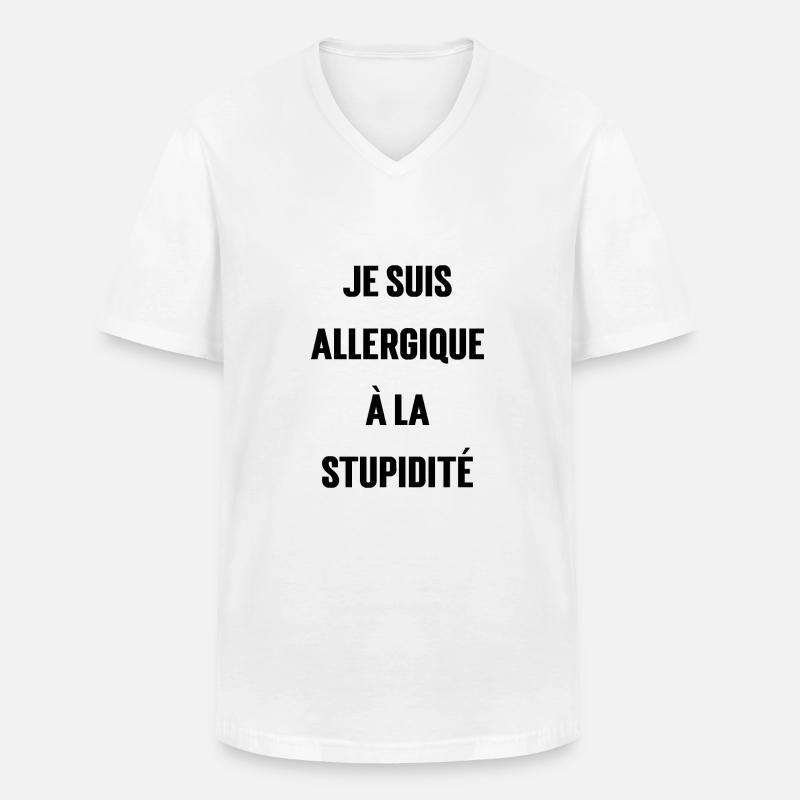 Ich bin allergisch gegen Dummheit - Männer-T-Shirt mit V-Ausschnitt - Weiß