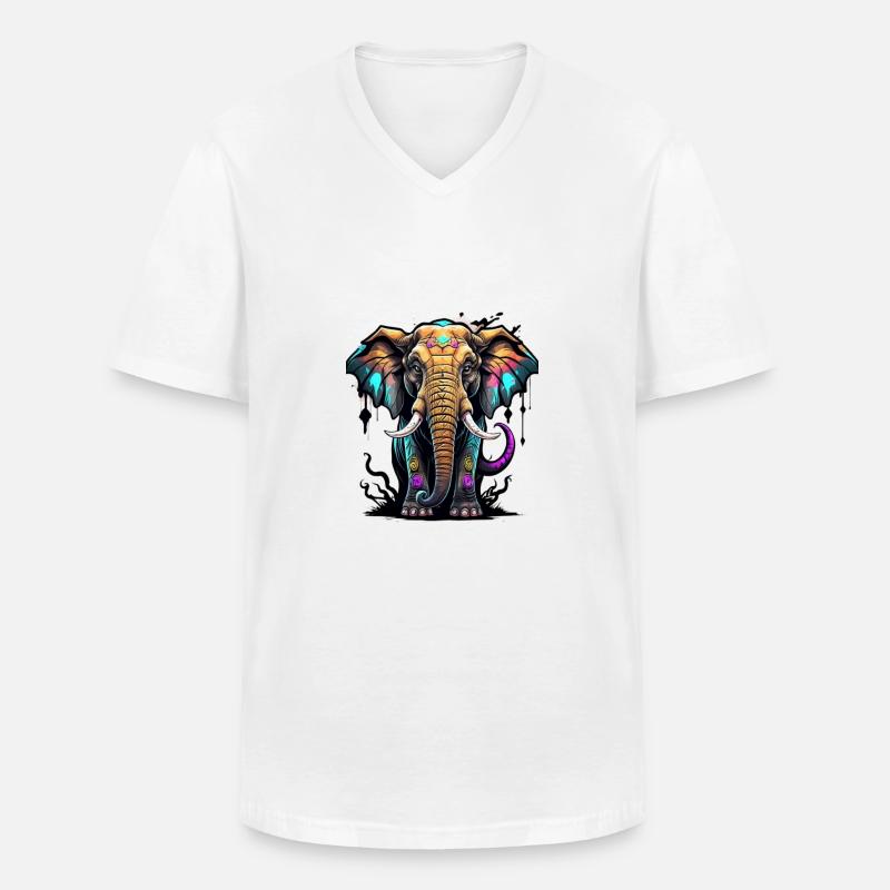 Graffiti Elefant - Männer-T-Shirt mit V-Ausschnitt - Weiß