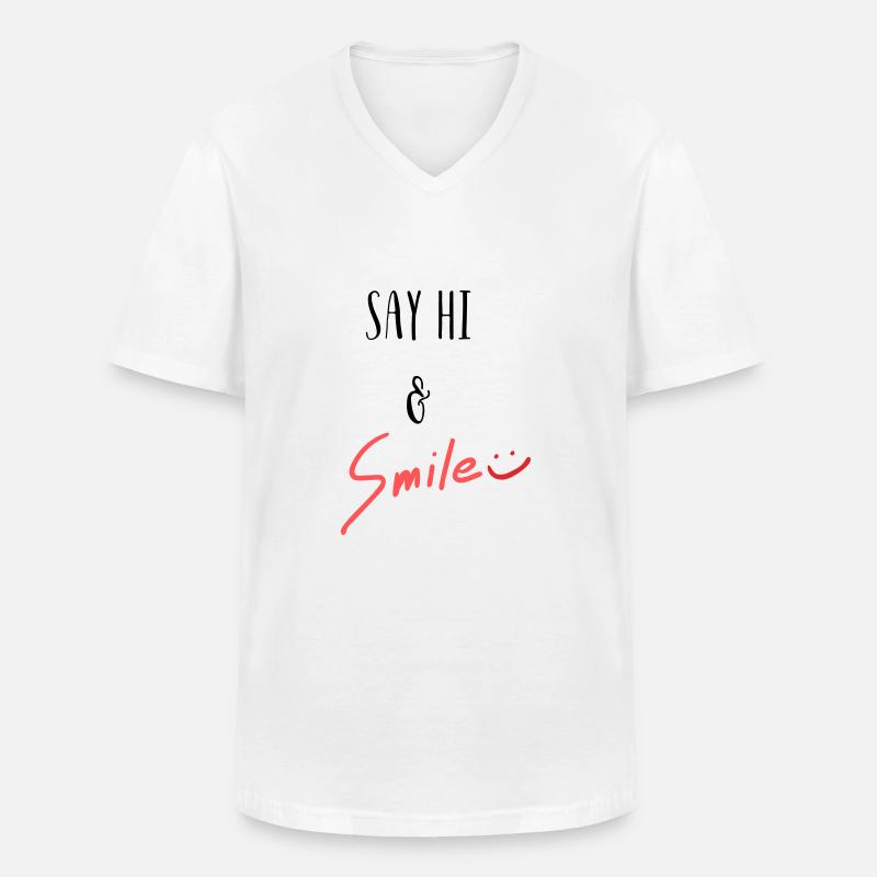 Sag Hi und lächle! - Männer-T-Shirt mit V-Ausschnitt - Weiß