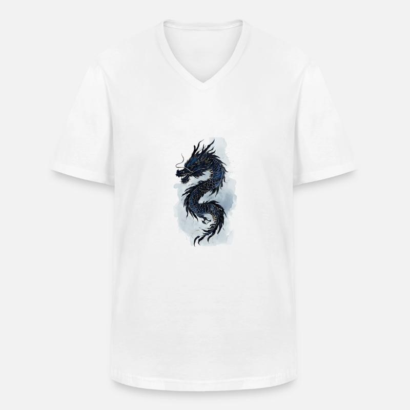Drache China Mythologie Geschenk - Männer-T-Shirt mit V-Ausschnitt - Weiß