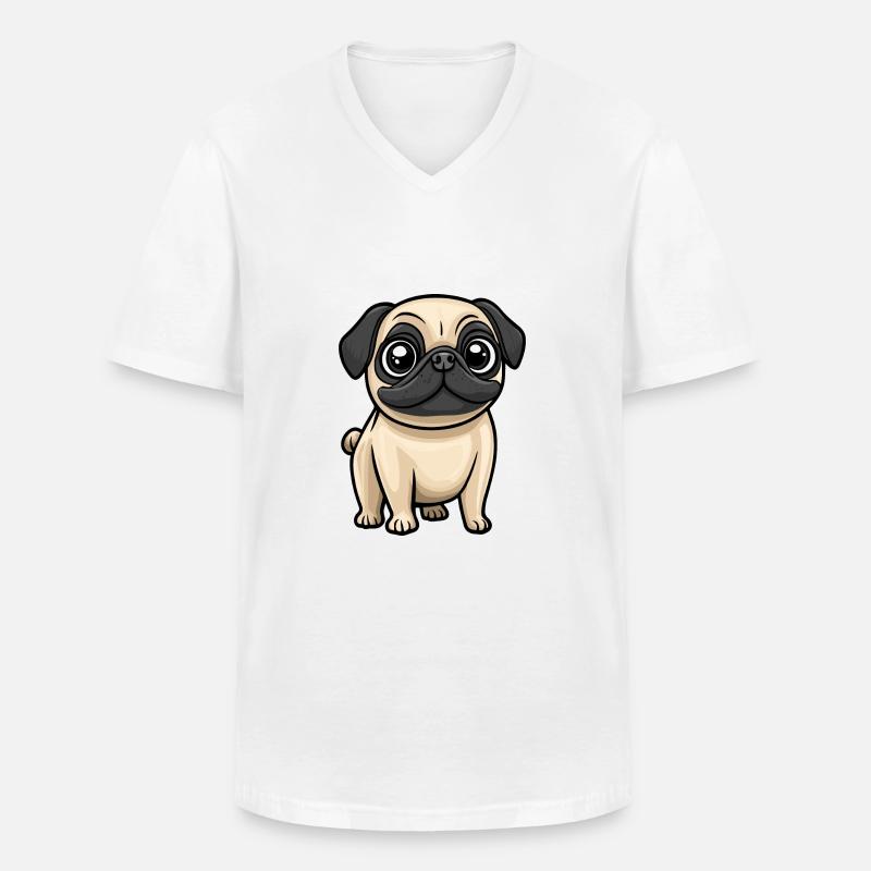 Mops Hund Comic Baby - Männer-T-Shirt mit V-Ausschnitt - Weiß