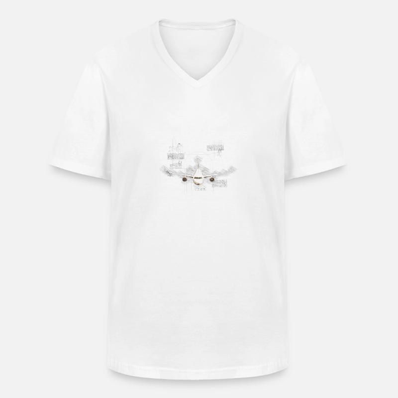 Leonardo Da Vinci's Flugzeug - Männer-T-Shirt mit V-Ausschnitt - Weiß