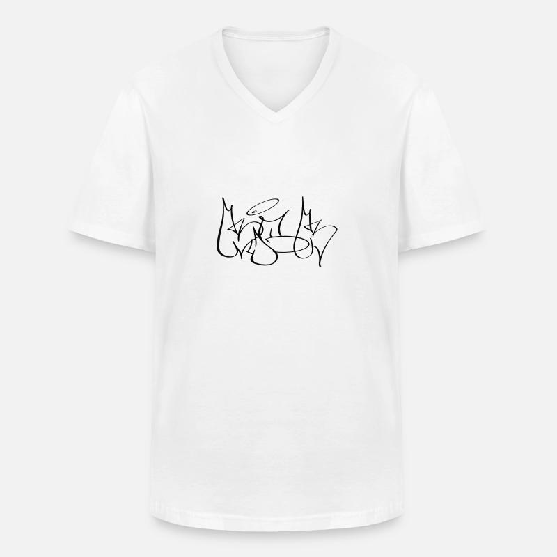 KICK - Graffiti Throw-Up - Männer-T-Shirt mit V-Ausschnitt - Weiß