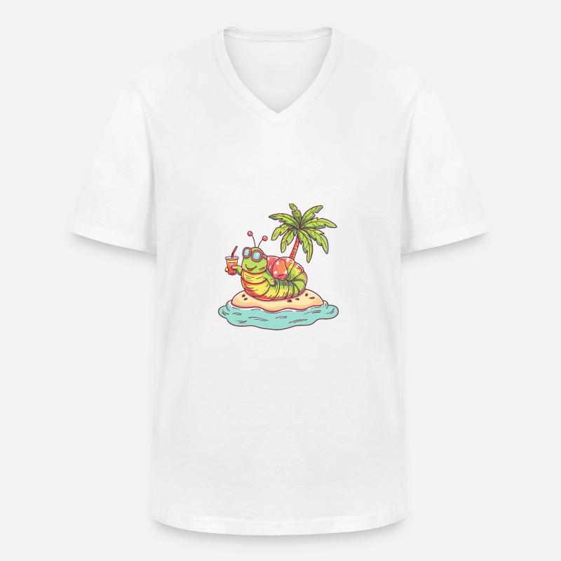 Wurm Sommer Strand Comic - Männer-T-Shirt mit V-Ausschnitt - Weiß