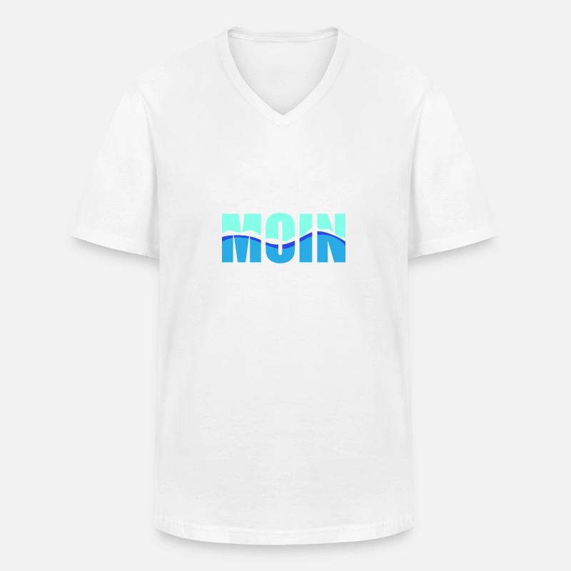 Moin - maritimes Design - Männer-T-Shirt mit V-Ausschnitt - Weiß