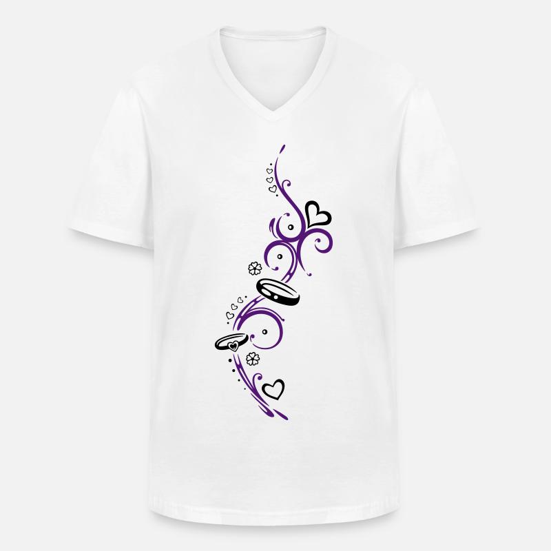 Eheringe, Hochzeit, Ehe, zwei Ringe - Männer-T-Shirt mit V-Ausschnitt - Weiß