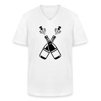 bottles - Men's V-Neck T-Shirt - white - Front - AI Model Male 185 light (185cm)