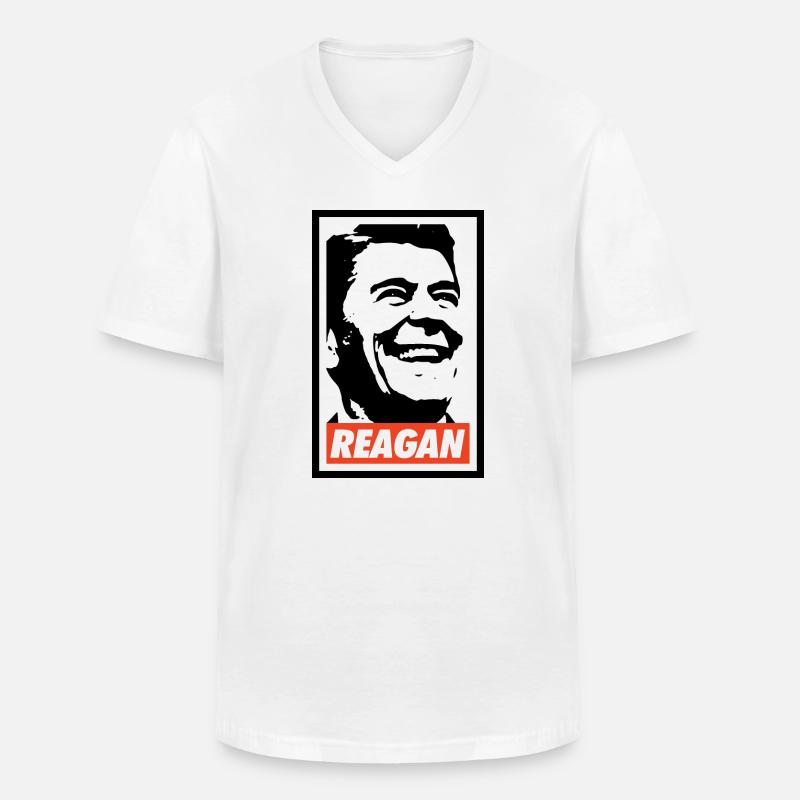 Ronald Reagan - Männer-T-Shirt mit V-Ausschnitt - Weiß