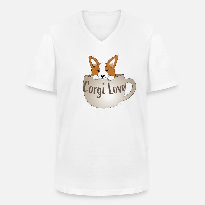 Corgi-Liebe - Männer-T-Shirt mit V-Ausschnitt - Weiß