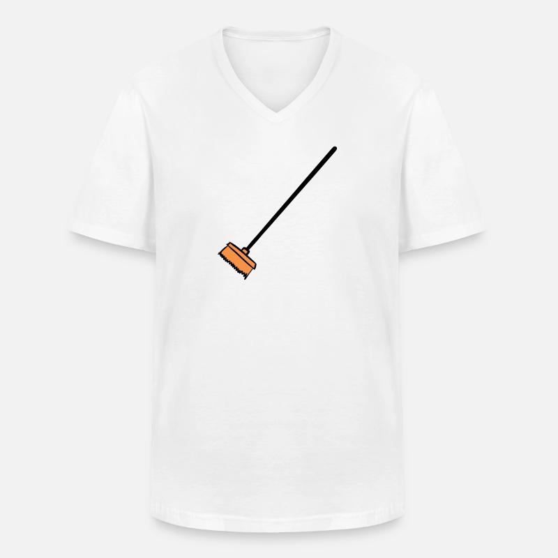 Besen, handgezeichnet. Putzfrau, Müllmann - Männer-T-Shirt mit V-Ausschnitt - Weiß