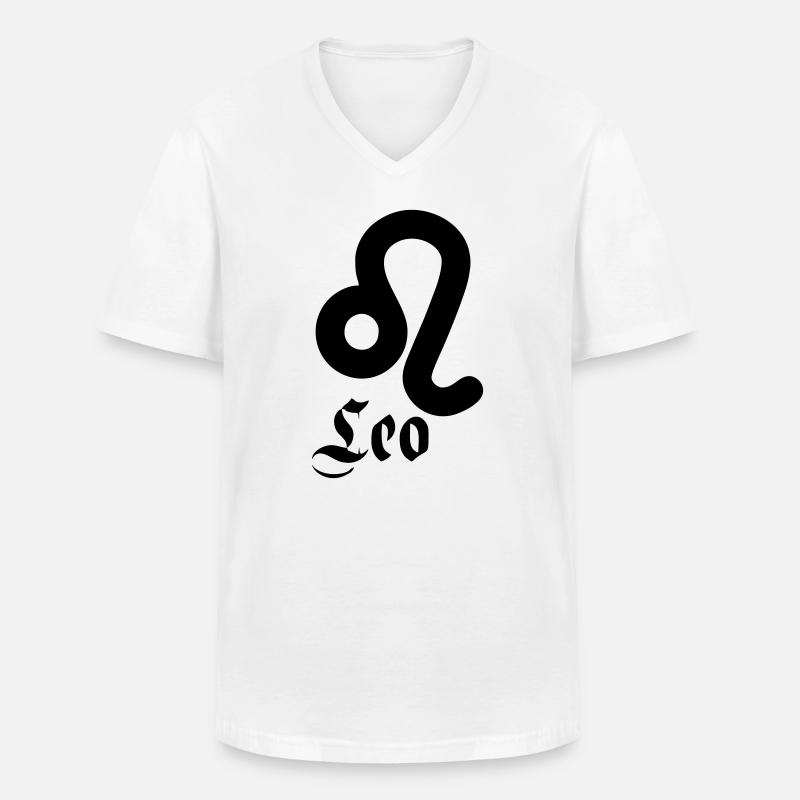 Leo Leeuw - Männer-T-Shirt mit V-Ausschnitt - Weiß
