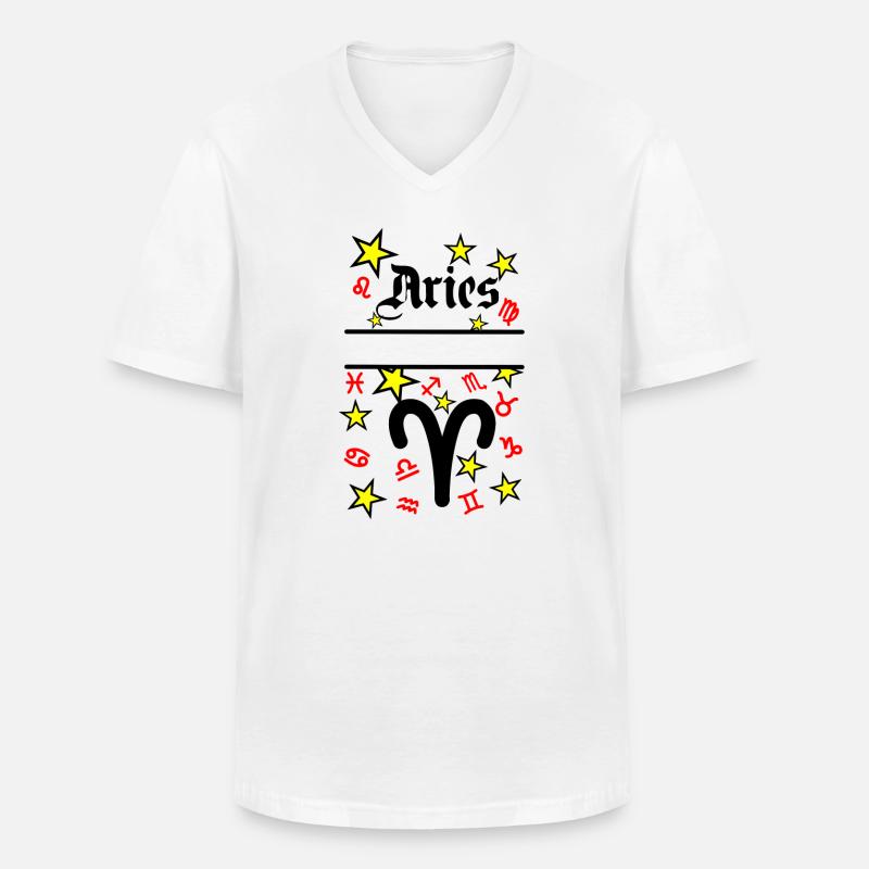 Widder Sternzeichen Widder - Männer-T-Shirt mit V-Ausschnitt - Weiß