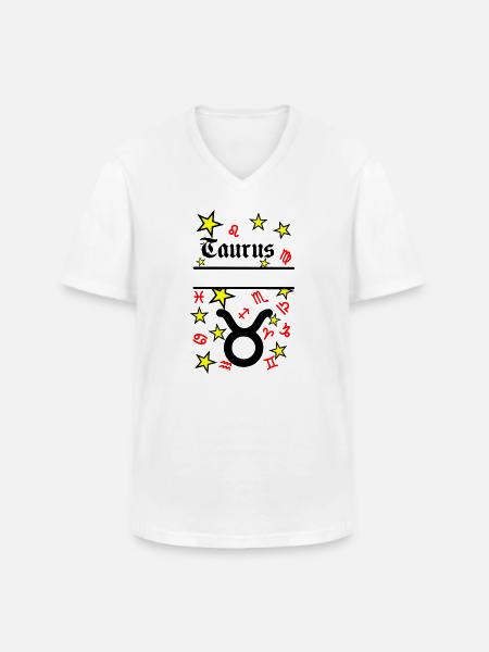 Tyren Taurus stjernetegn - Klassisk herre T-shirt med V-udskæring - hvid