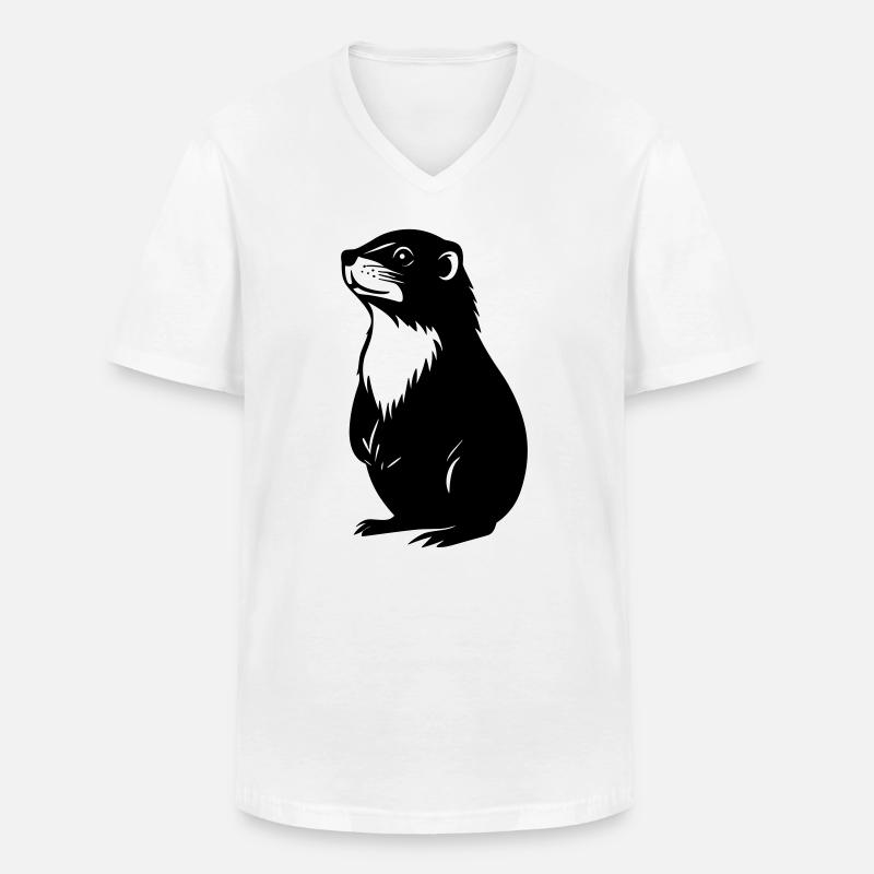 Murmeltier - Männer-T-Shirt mit V-Ausschnitt - Weiß