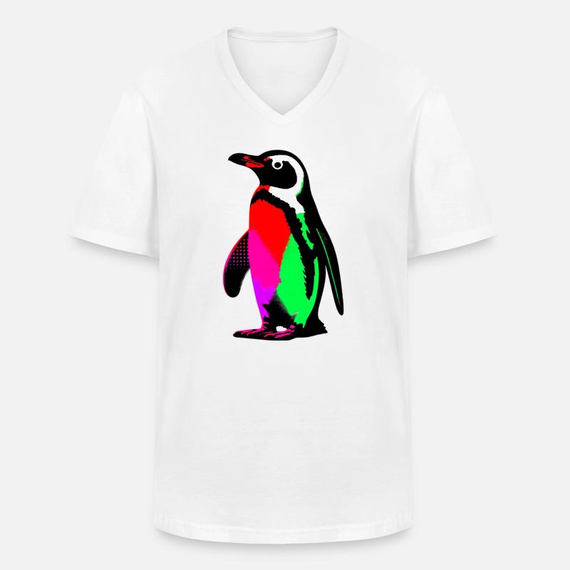 Pinguin - Männer-T-Shirt mit V-Ausschnitt - Weiß