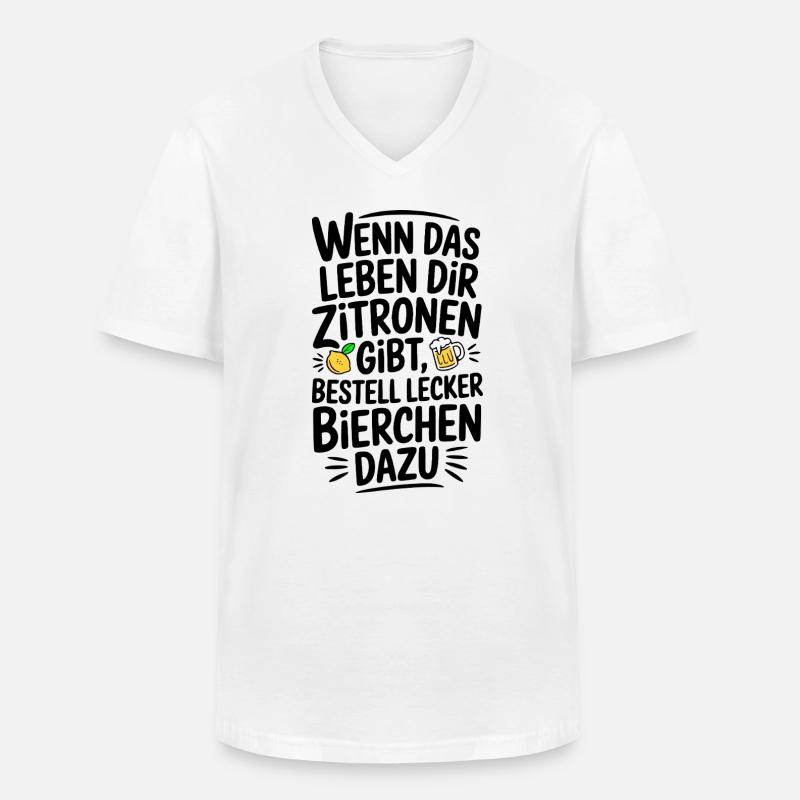 Wenn Zitrone dann lecker Bierchen - Männer-T-Shirt mit V-Ausschnitt - Weiß