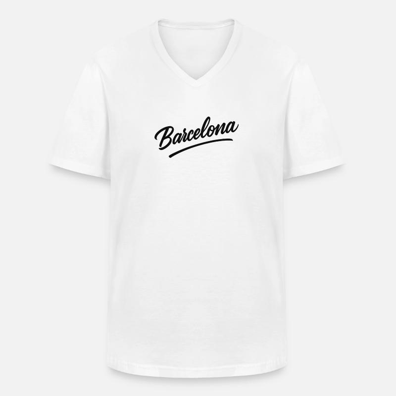 Barcelona Script mit Bogenlinie - Männer-T-Shirt mit V-Ausschnitt - Weiß