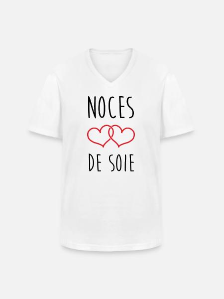Silk Wedding 12 years of marriage - Men's V-Neck T-Shirt - white