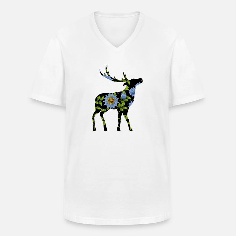 Hirsch - Männer-T-Shirt mit V-Ausschnitt - Weiß