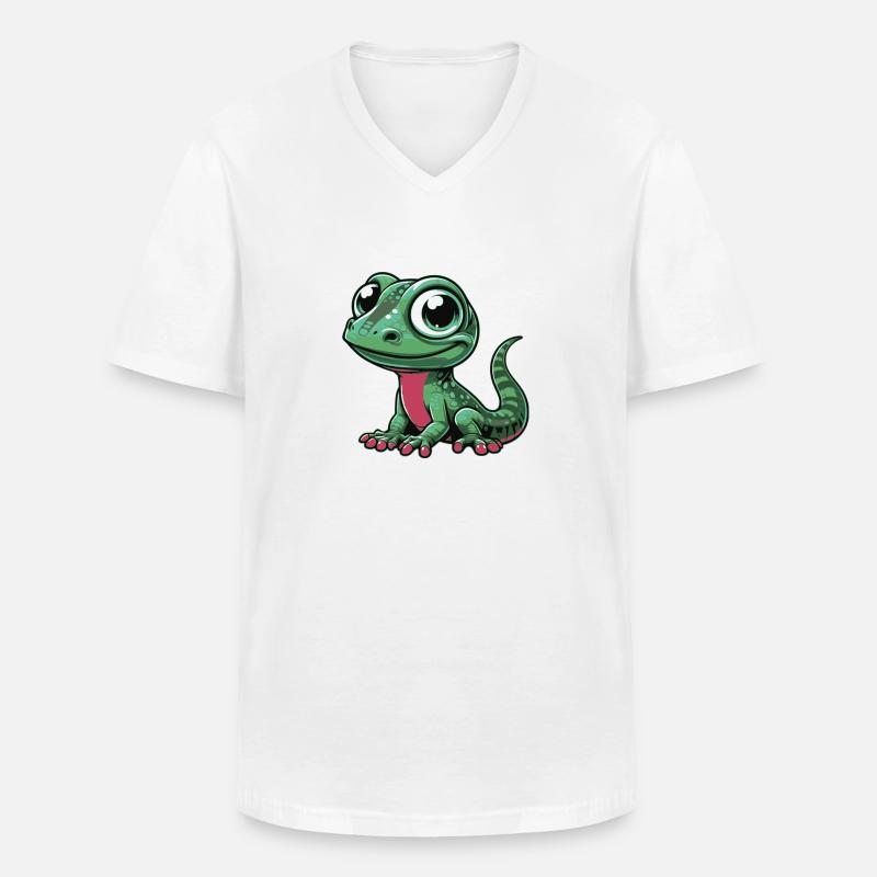 Eidechse - Männer-T-Shirt mit V-Ausschnitt - Weiß
