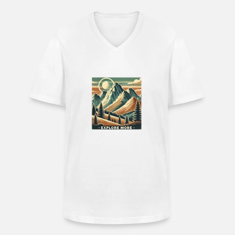 Explore more - Männer-T-Shirt mit V-Ausschnitt - Weiß
