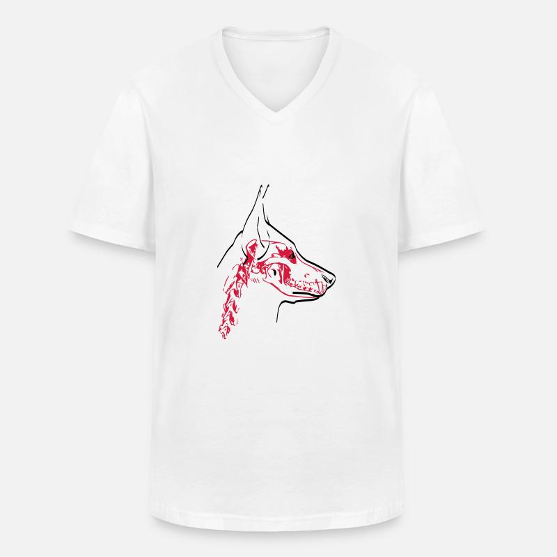 Hunde Skull - Männer-T-Shirt mit V-Ausschnitt - Weiß