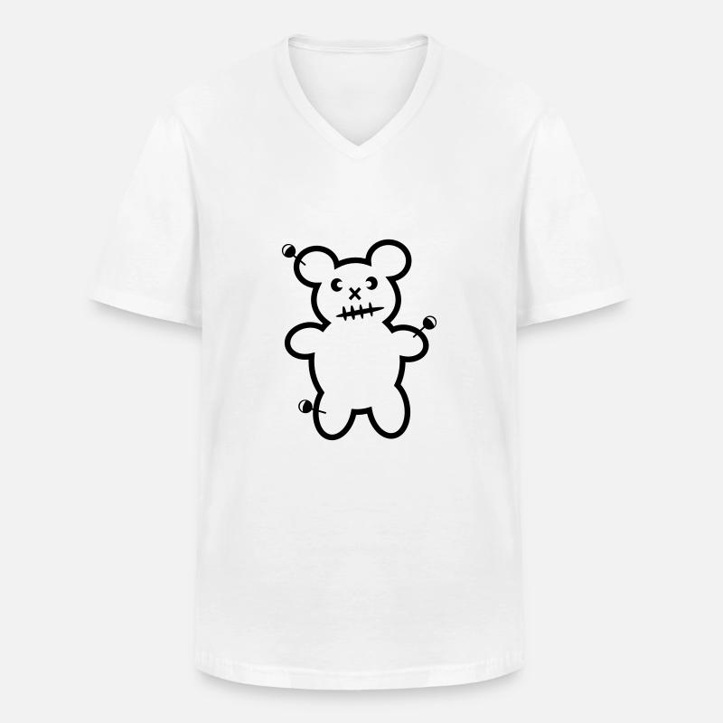 Vodoo Teddy Bärchen Bär Nadeln Horror Halloween - Männer-T-Shirt mit V-Ausschnitt - Weiß