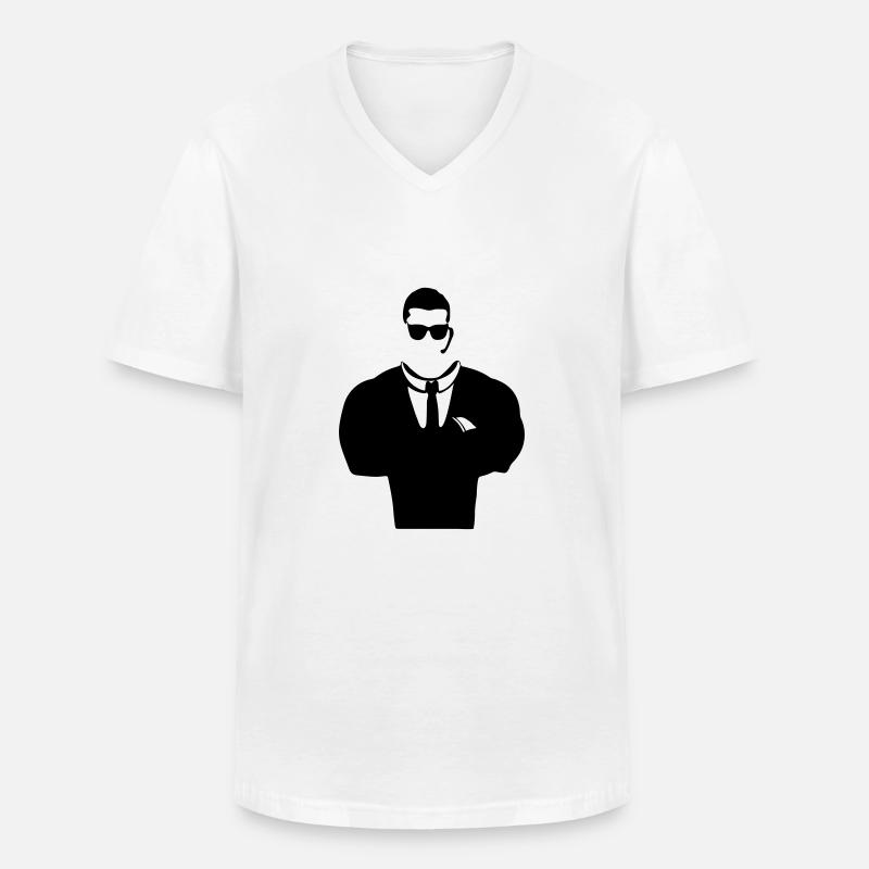 Security Guard Silhouette - Männer-T-Shirt mit V-Ausschnitt - Weiß