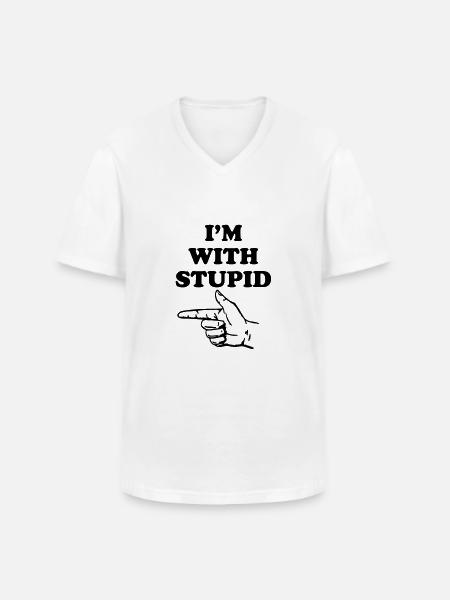 I'm with stupid - Männer-T-Shirt mit V-Ausschnitt - Weiß