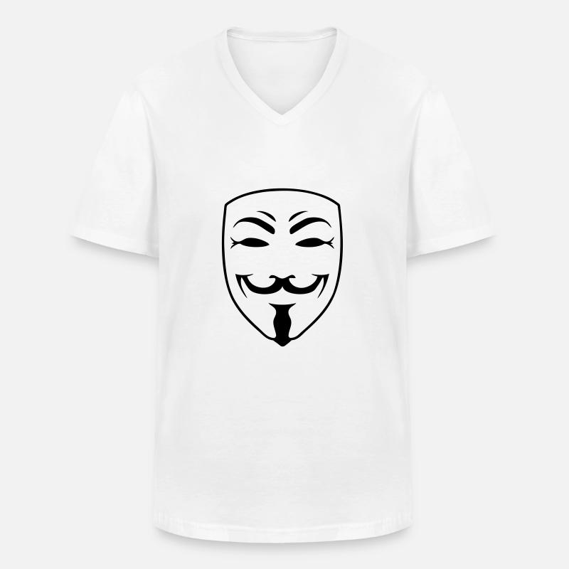 anonymous - Männer-T-Shirt mit V-Ausschnitt - Weiß