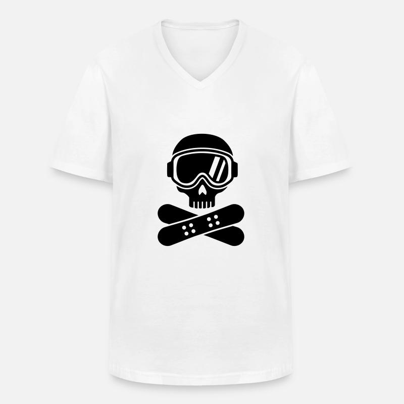 Snowboard - Männer-T-Shirt mit V-Ausschnitt - Weiß