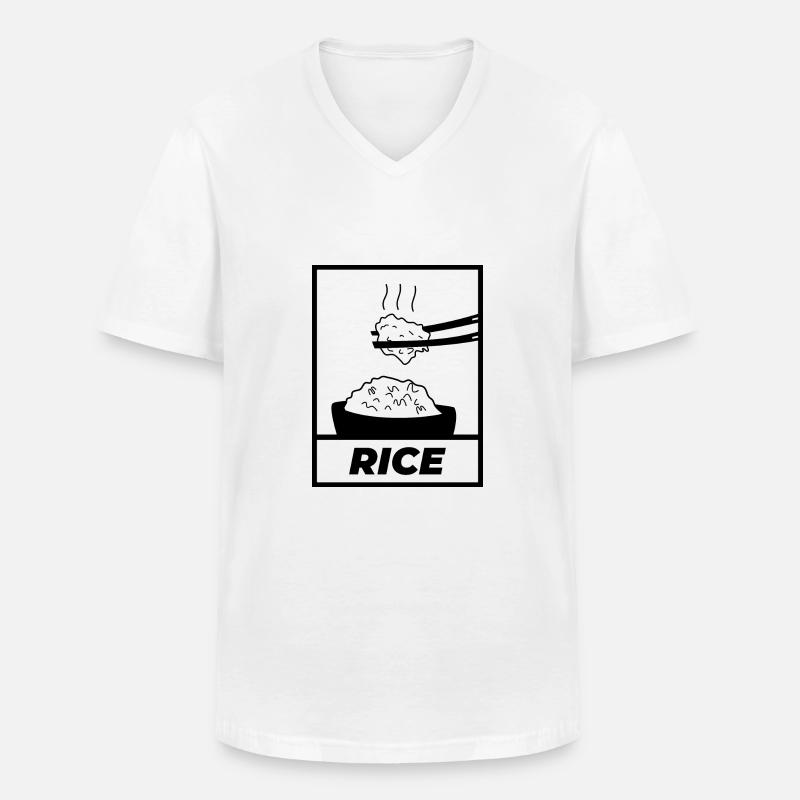 Rice simple black - Männer-T-Shirt mit V-Ausschnitt - Weiß