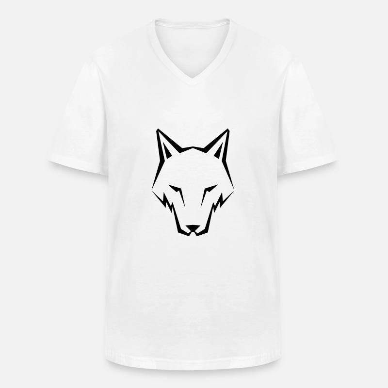 Wolf - Männer-T-Shirt mit V-Ausschnitt - Weiß