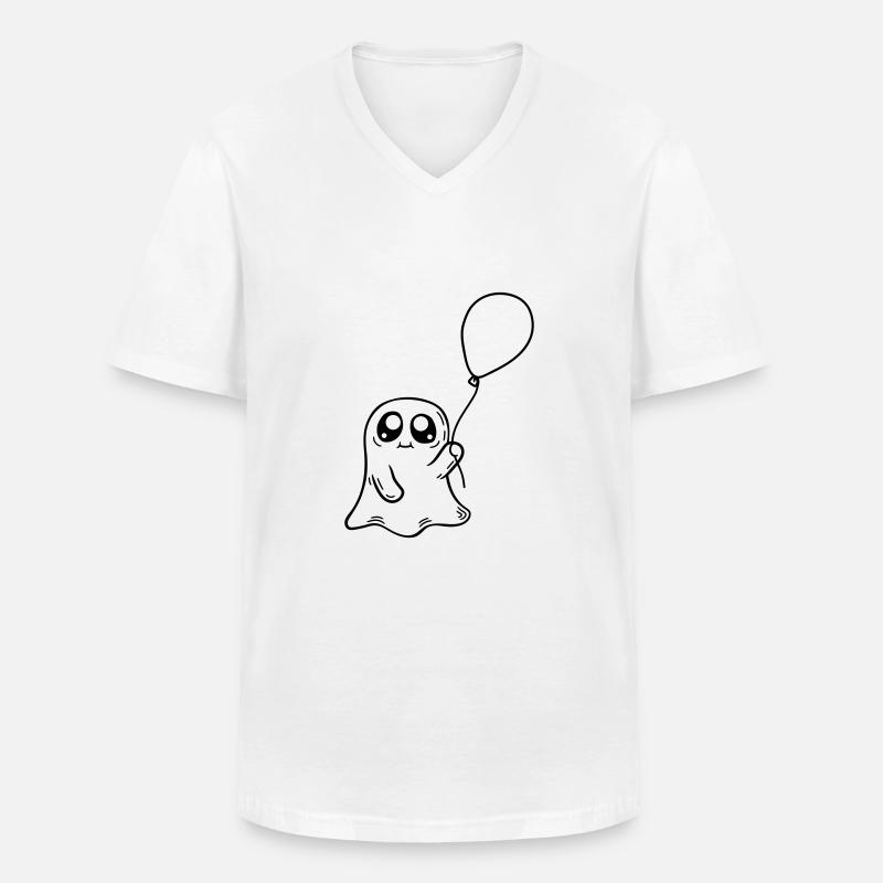 Geist hält Luftballon Design - Männer-T-Shirt mit V-Ausschnitt - Weiß