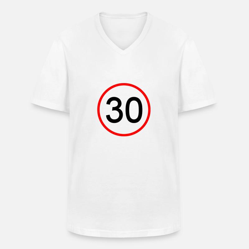 30 Zone - Männer-T-Shirt mit V-Ausschnitt - Weiß